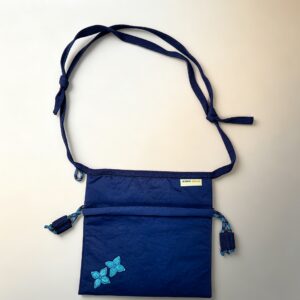 Hand-stitched floral mobile phone pouch