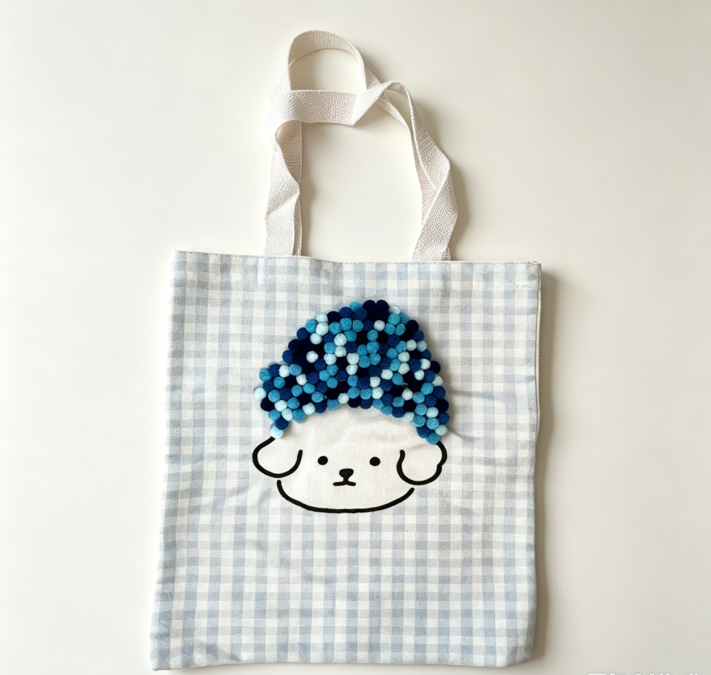 Hand-stitched patterned eco-friendly tote bag